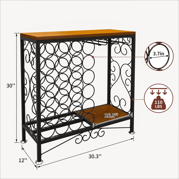 Borough Wharf Colo 24 Bottle Floor Wine Bottle & Glass Rack in Black